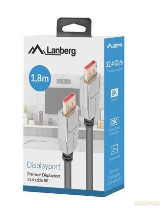 Kabel DISPLAYPORT M/M 20 PIN V1.4 1.8m 8K czarny