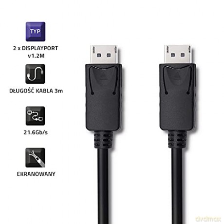 Kabel DisplayPort v1.2 męski | DisplayPort v1.2 męski | 4K |3m