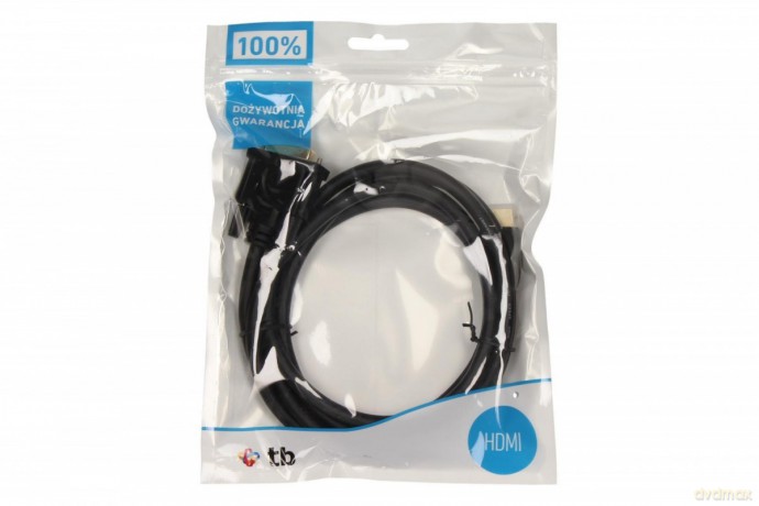 Kabel HDMI - DVI 1.8m DVI 24+1, pozłacany