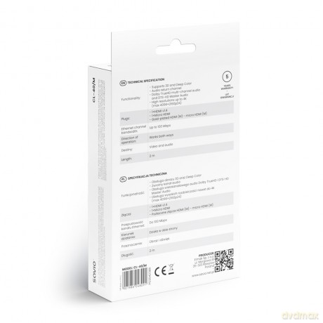 Kabel HDMI (M) - micro HDMI (M) z Ethernetem, 2m, CL-40/M