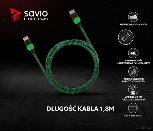 Kabel HDMI 2.0 zielono-czarny 1,8m, GCL-03