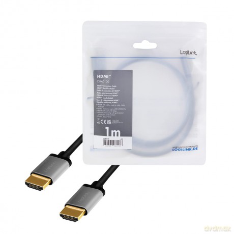 Kabel HDMI 4K/60Hz, aluminium 1m Czarny