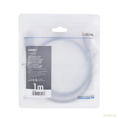Kabel HDMI 4K/60Hz, aluminium 1m Czarny
