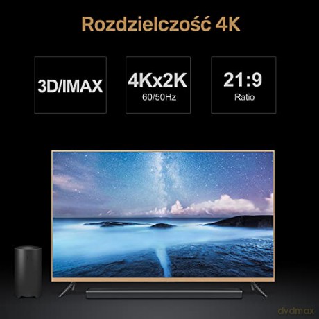 Kabel HDMI M/M 10m, v2.0, oplot, złoty, Y-C142RGY