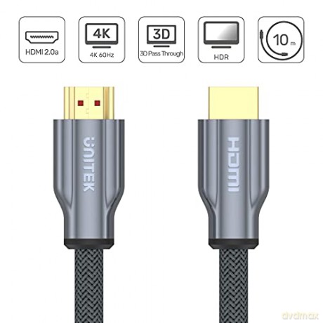 Kabel HDMI M/M 10m, v2.0, oplot, złoty, Y-C142RGY