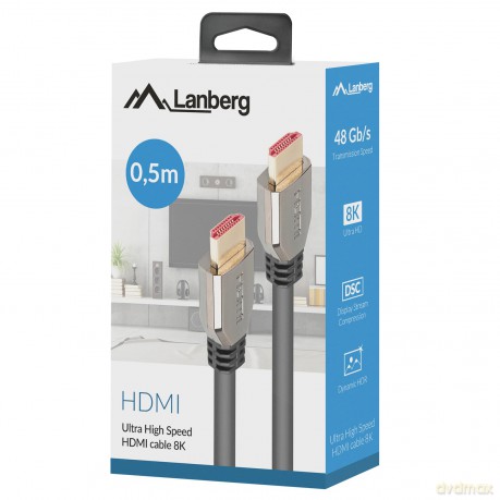Kabel HDMI M/M V2.1 0.5m 8K 60HZ czarny