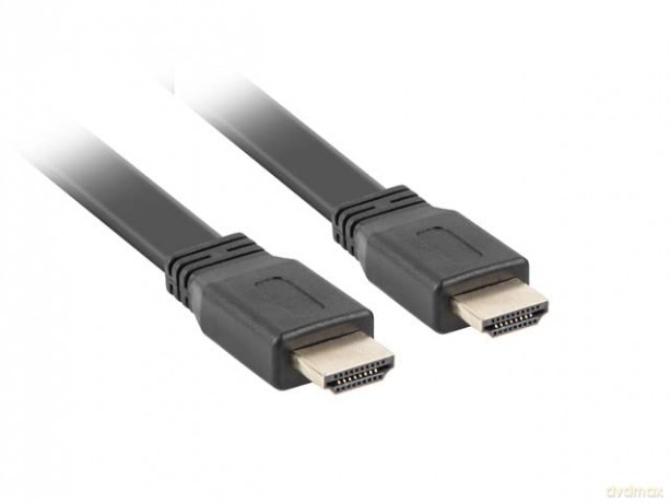 Kabel HDMI-HDMI v2.0 1.8m czarny płaski 4K 60Hz, pełna miedź