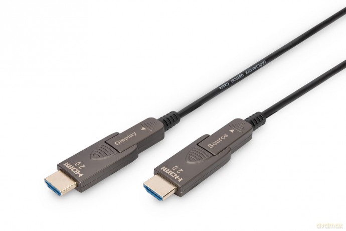 Kabel hybrydowy AOC HDMI 2.0 Premium High Speed Ethernet 4K60Hz UHD HDMI D/A HDMI D/A M/M z odłączanym wtykiem, 20m, Czarny