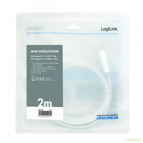 Kabel mini DisplayPort do HDMI,4K, 2m Biały