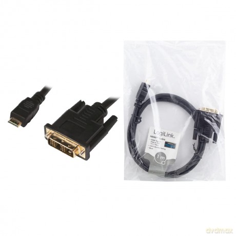 Kabel mini HDMI - DVI-D M/M 1m, czarny