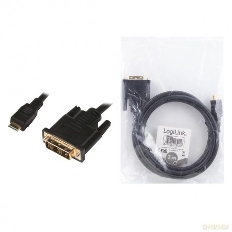 Kabel mini HDMI - DVI-D M/M 2m, Czarny