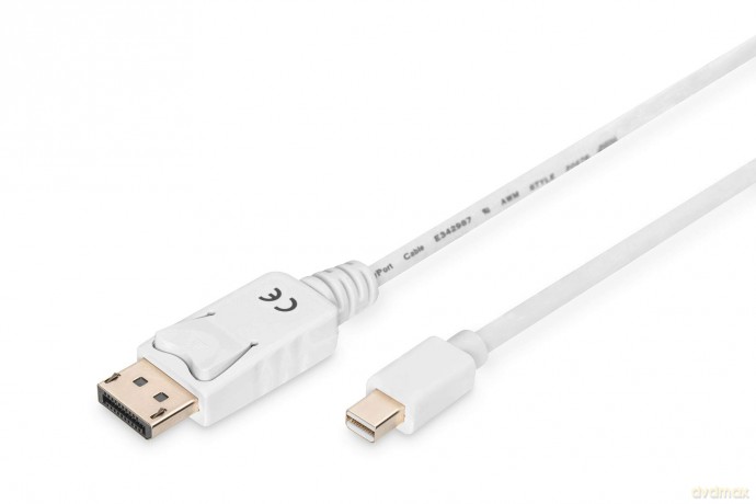 Kabel połączeniowy Displayport 1080p 60Hz FHD Typ miniDP/DP M/M 3m Biały
