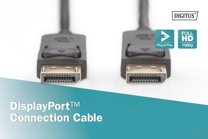 Kabel połączeniowy DisplayPort z zatrzaskami 1080p 60Hz FHD Typ DP/DP M/M czarny 3m