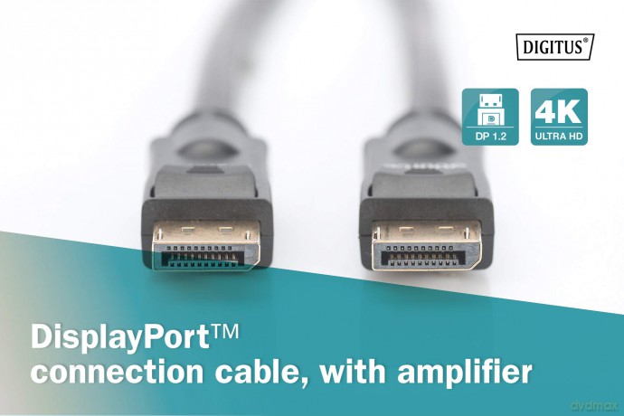 Kabel połączeniowy DisplayPort z zatrzaskami 4K 60Hz UHD Typ DP/DP M/M 20m Czarny