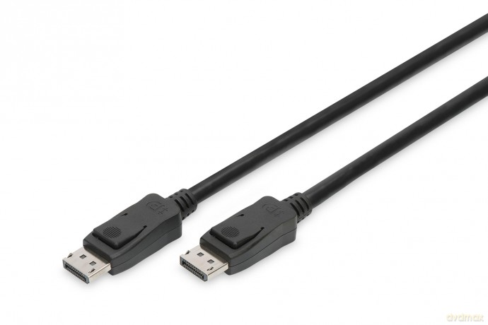 Kabel połączeniowy DisplayPort z zatrzaskami 8K 30Hz UHD Typ DP/DP M/M 1m Czarny