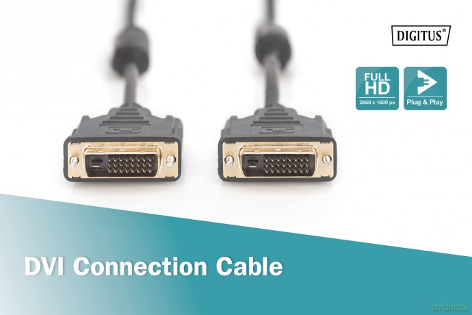 Kabel połączeniowy DVI-D DualLink WQXGA 30Hz HD Typ DVI-D (24+1)/DVI-D (24+1) M/M 5m Czarny