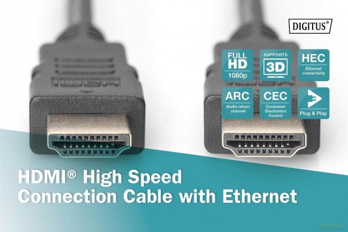 Kabel połączeniowy HDMI HighSpeed z Ethernetem 1080p 60Hz FHD Typ HDMI A/HDMI A M/M 5m Czarny