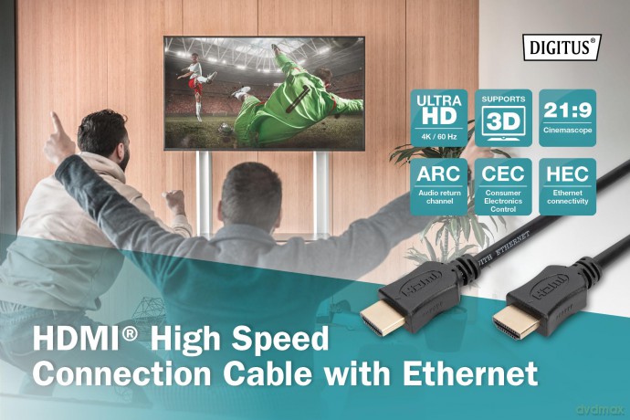 Kabel połączeniowy HDMI HighSpeed z Ethernetem 4K 60Hz UHD Typ HDMI A/HDMI A M/M 3m Czarny