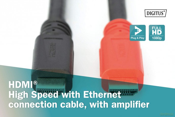Kabel połączeniowy HDMI HighSpeed z Ethernetem ze wzmacniaczem 4K 30Hz UHD HDMI A/A M/M 20m