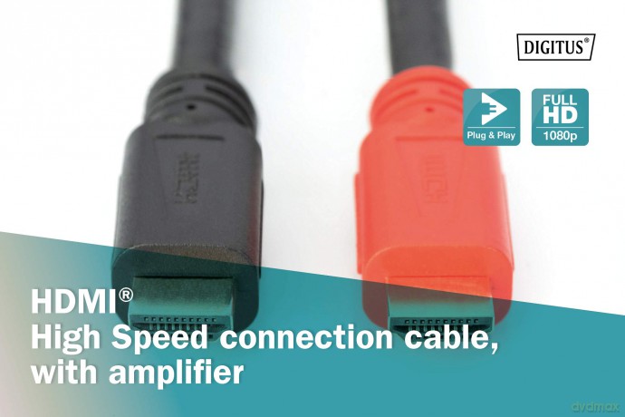 Kabel połączeniowy HDMI HighSpeed ze wzmacniaczem 1080p 60Hz FHD Typ HDMI A/HDMI A M/M 30m Czarny