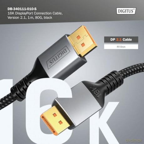 Kabel połączeniowy PREMIUM DisplayPort 2.1 16K 60Hz DP/DP M/M 1m Czarny