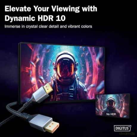 Kabel połączeniowy PREMIUM DisplayPort 2.1 16K 60Hz DP/DP M/M 1m Czarny