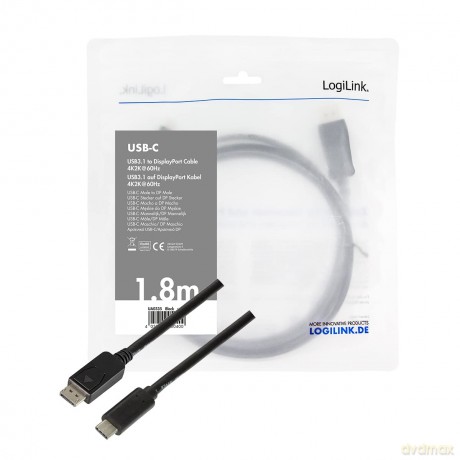 Kabel USB 3.2 Gen 1 x 1 USB-C do DisplayPort 1.2, dł.1.8m