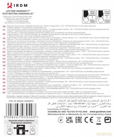 Karta microSD IRDM 256GB UHS-I U3 adapter