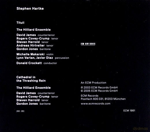 Stephen Hartke: Tituli/Cathedral In Thrashing Rain [CD]