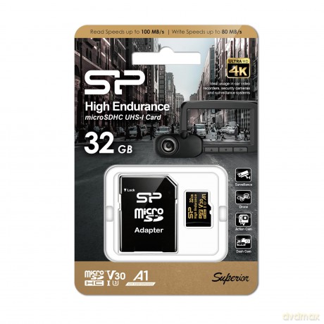 Karta pamięci microSDHC High Endurance 32GB V30 UHS-1 U3 A1 24/7 + ADAPTER microSD-SD