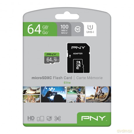 Karta pamięci MicroSDXC Elite 64GB P-SDUX64U185GW-GE