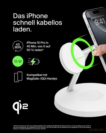 Ładowarka Boost Charge Pro 3w1 Qi2 15W regulowana, biała