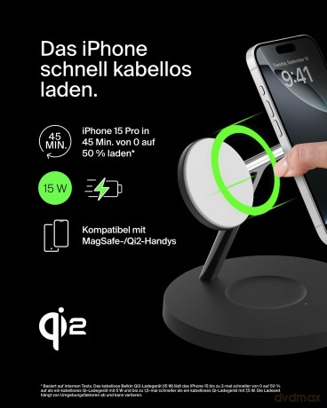 Ładowarka Boost Charge Pro 3w1 Qi2 15W regulowana, czarna