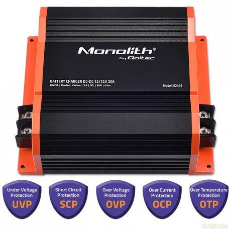 Ładowarka Monolith DC-DC do akumulatorów LiFePO4 AGM 12V-12V | 20A | 250W