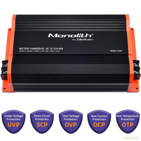 Ładowarka Monolith DC-DC do akumulatorów LiFePO4 AGM 12V-12V | 60A | 720W