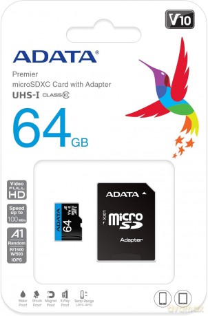 microSD Premier 64GB UHS1/CL10/A1+adapter