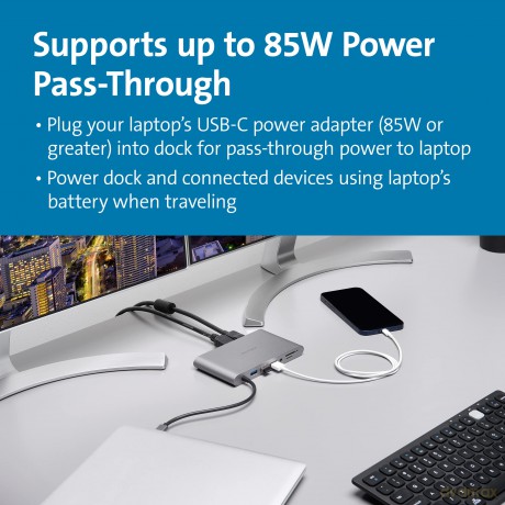 Mobilna stacja dokująca UH1440P USB-C Dual Video 85W Pass Through Power