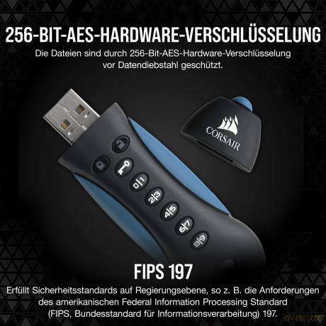 PADLOCK 3 64GB USB3.0 keypad, Secure 256-bit hardware AES encryption