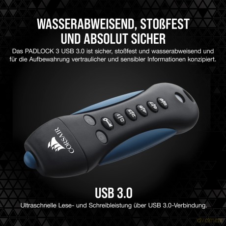 PADLOCK 3 64GB USB3.0 keypad, Secure 256-bit hardware AES encryption