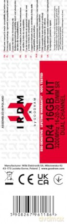 Pamięć DDR4 IRDM X 16GB/3200 (2*8GB) 16-20-20 Czarna