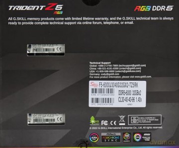 Pamięć DDR5 64GB (2x32GB) Trident Z5 RGB 6000MHz CL30 XMP3 czarna