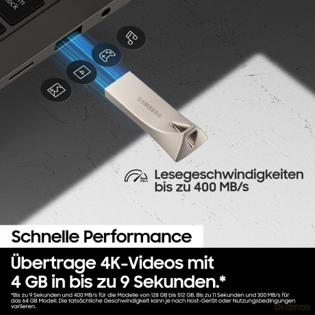 Pendrive BAR Plus USB3.1 512 GB szampański srebrny