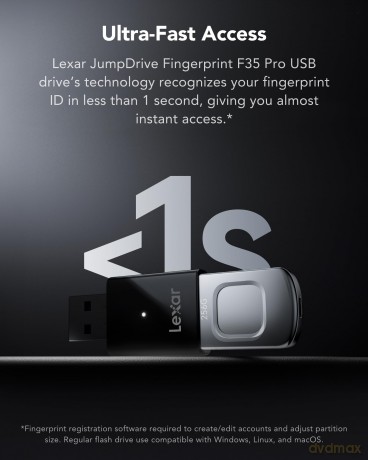 Pendrive F35pro Fingerprint 256G USB 3.2 Gen1 400/350MB/s