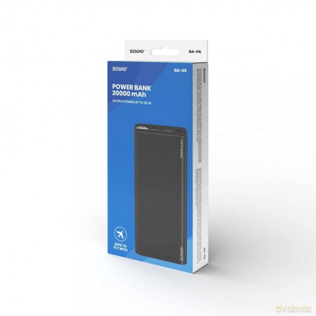 Power bank 20000 mAh, czarny, BA-05