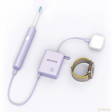 PowerBank 10000mAh 30W P87K wbudowany USB-C kabel USB+USB-C