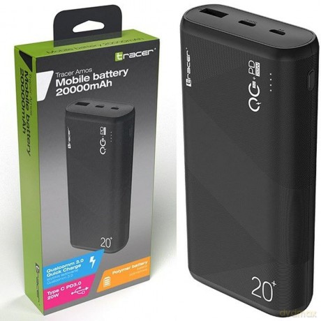 Powerbank Amos 20000mAh QC3.0-PD20W BK czarny