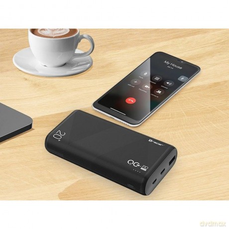 Powerbank Amos 20000mAh QC3.0-PD20W BK czarny