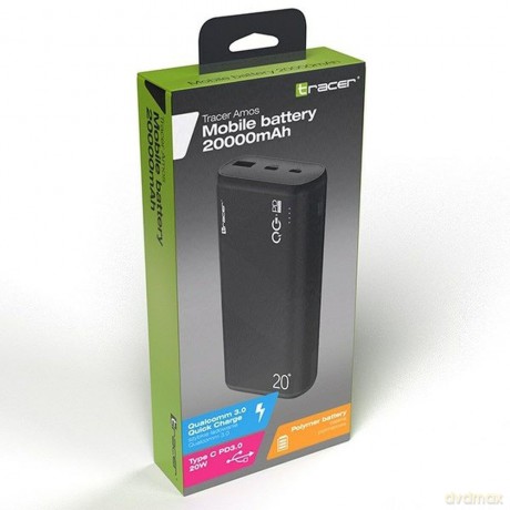 Powerbank Amos 20000mAh QC3.0-PD20W BK czarny