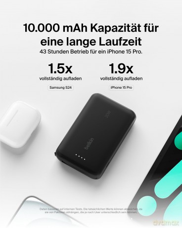 PowerBank BoostCharge 10k mAh 20w wbudowany kabel-C, port-C, czarny