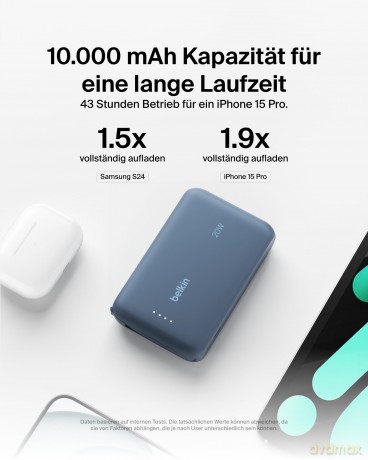 PowerBank BoostCharge 10k mAh 20w wbudowany kabel-C, port-C, niebieski